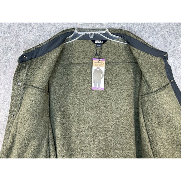 NEW Eddie Bauer Men’s Sweater Fleece Snap Shirt Jacket Green Size 2XL Outdoors - Picture 7 of 13